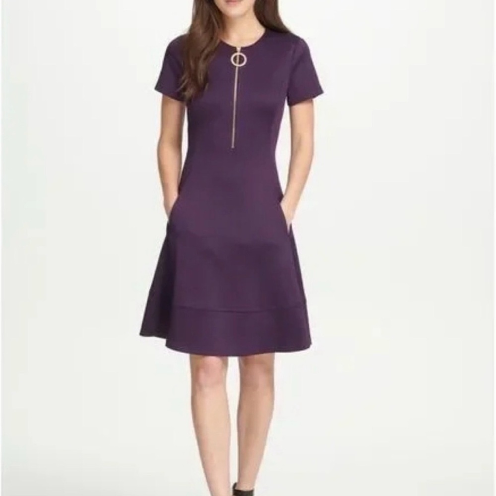 💜 DKNY💜 Fit and Flare Plum Dress size 4